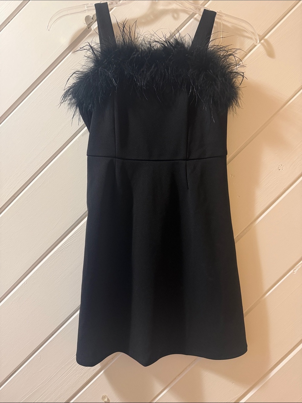 Speechless Black Feather-Trim Party Dress
